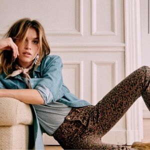 SEZANE BRUT SEXY JEANS LEOPARD PRINT